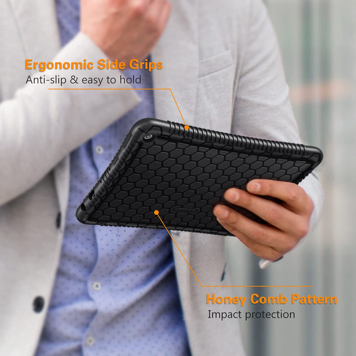 Silicone Case for Fire HD 10 and Fire HD 10 Plus Tablet (Only compatible with 11th Generation 2021 Release) - [Honey Comb] Light Weight Shock Proof Back Cover, Black