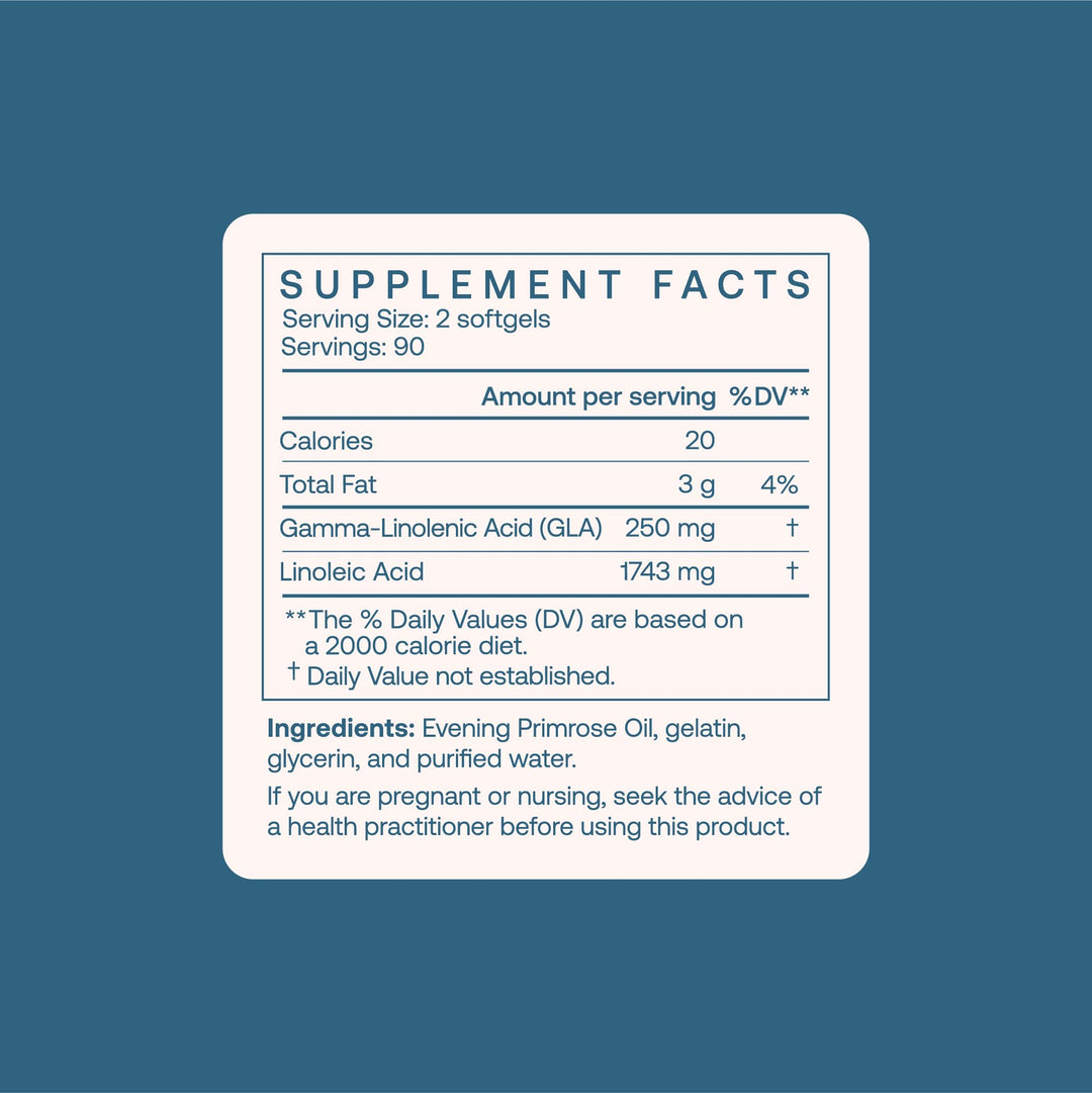 Evening Primrose Oil - Natural Gamma Linolenic Acid for Healthy Skin &amp; Hormone Balance - Non-GMO, Cold Pressed, 180 softgels