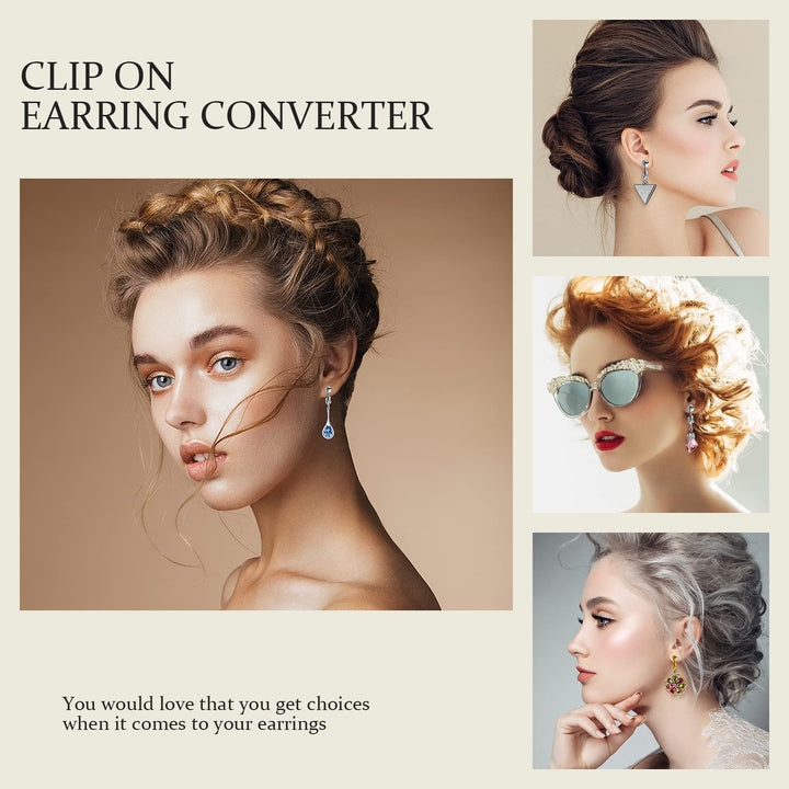 40pcs Clip on Earring Converter with Easy Open Loop, Granmp Clip Earring Findings for Jewelry Making Clip on Earrings for Crafts, Silver Gold