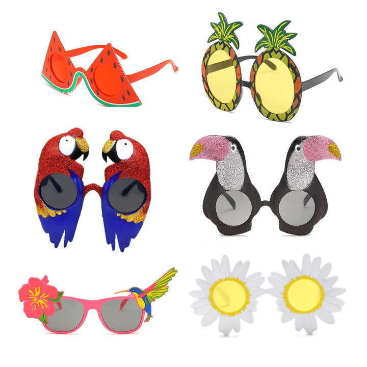 6 Pairs Luau Party Sunglasses Novelty Funny Hawaiian Tr