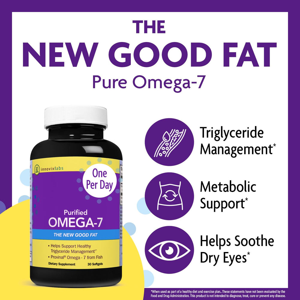 Purified Omega 7 Supplement - 210 mg Omega-7 Palmitoleic Acid, Fish Oil for Metabolism & Triglyceride Support, Essential Fatty Acids, IFOS Approved, 30 Softgels