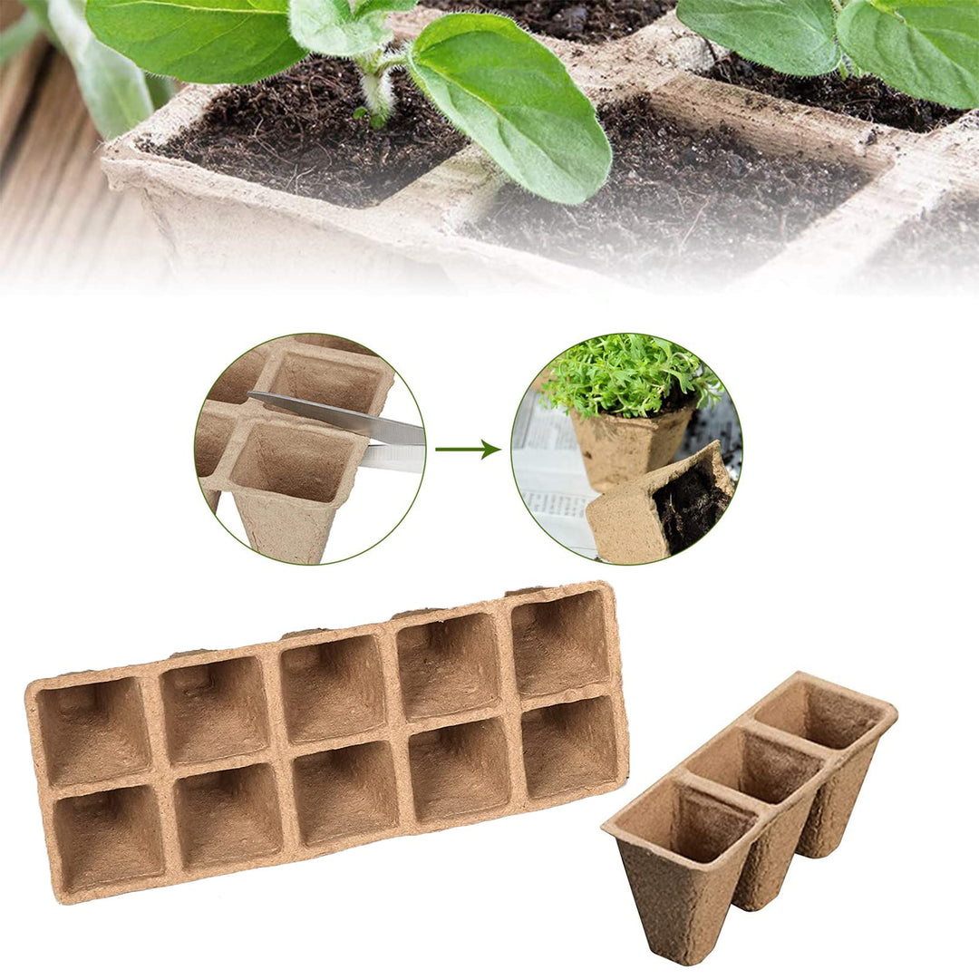 24 Packs Peat Pots Seed Starter Tray, 240 Cells Biodegradable Seedling Pots Germination Trays, Organic Plant Starter Kit with 40 PCS Plant Labels