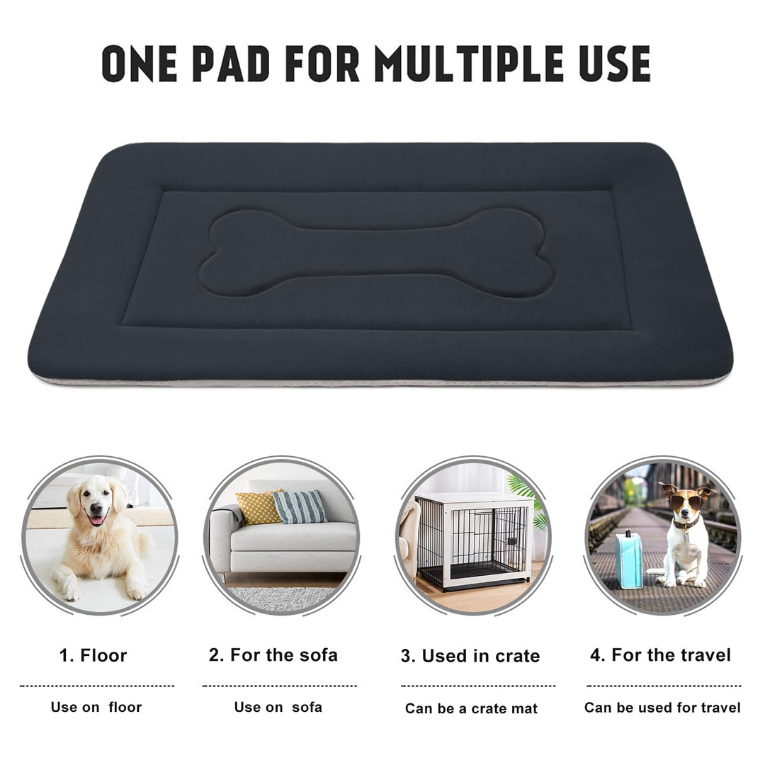 Large Dog Bed Soft Dog Crate Pad Mat 42 in Non-Slip Bottom Washable Dog Sleeping Mattress Pet Beds Cat Bed Kennel Pad, Dark Gray