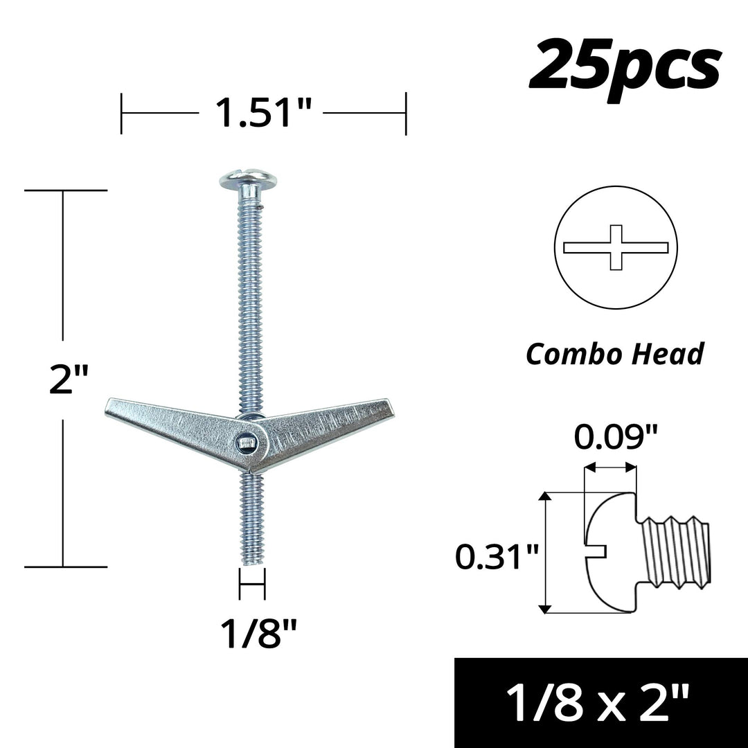 HASWARE Toggle Bolt Zinc Plated Steel and Wing Nut for 