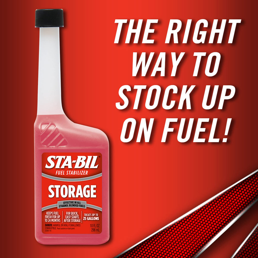 Storage Fuel Stabilizer - Keeps Fuel Fresh for 24 Months - Prevents Corrosion - Gasoline Treatment that Protects Fuel System - Fuel Saver - Treats 25 Gallons - 10 Fl. Oz. (22206)