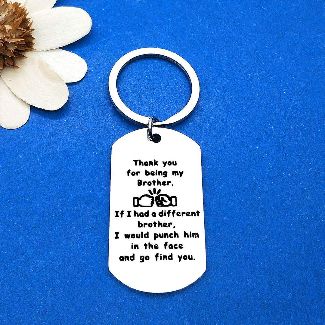 Brother Keychain Funny Brother Gifts from Sister Brother Thank You for Being My Brother Keyring Best Friend Gift Friendship Gifts for Men Wedding Christmas Birthday Gift Brother to Brother Gifts