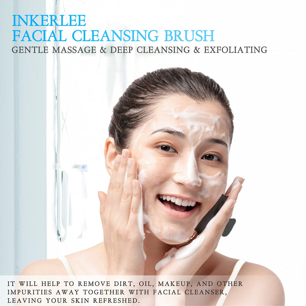 Silicone Face Scrubber Exfoliator Brush, Manual Facial Cleansing Exfoliating Brush, Gentle Face Scrub Wash Brush for Women and Men