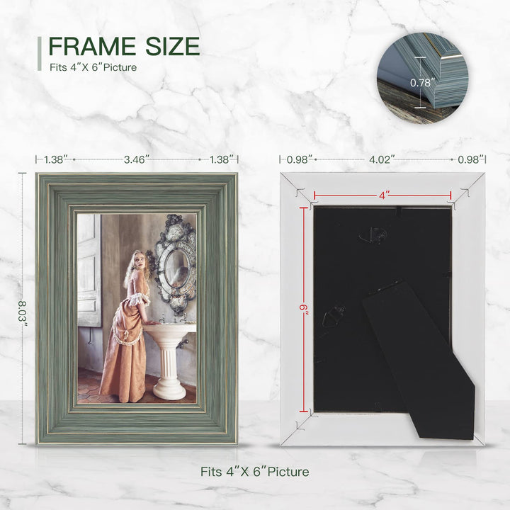 3 Pack 4x6 Inch Picture Frames Farmhouse Rustic Vintage Distressed Wood Grain Photo Frame with Plexiglass for Table Top Display and Wall Hanging