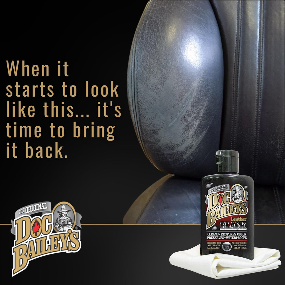 Black Leather Detail Kit- Complete One-Step Formula to Clean, Condition, and Redye, and Protect Dozens of Items- Ideal for Motorcycle Bike and Car Seats, Jackets, Boots, Vinyl and More