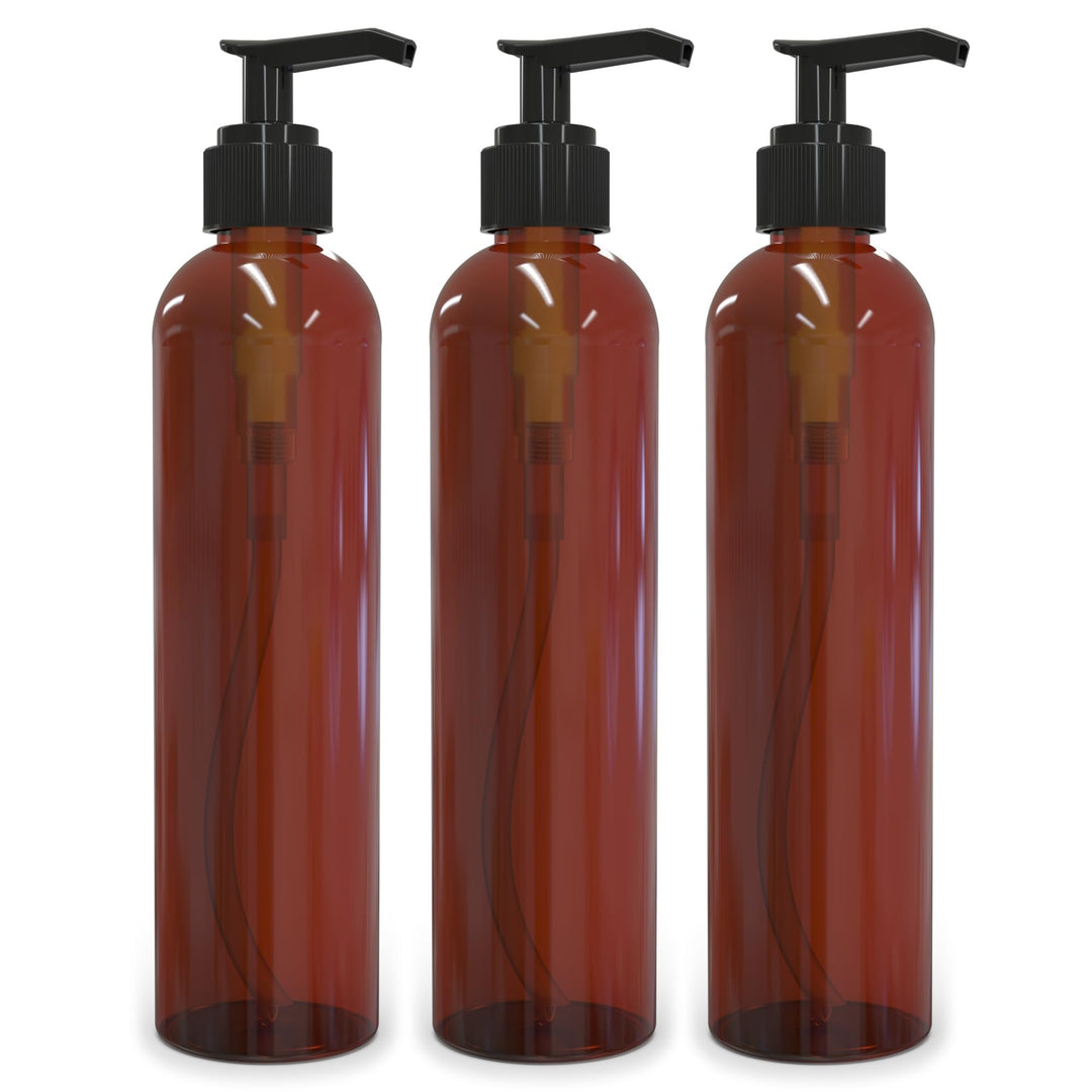 Empty Lotion Pump Bottles, Bpa-Free Refillable Plastic 8 Oz Amber Pet Containers, Great for - Soap, Shampoo, Lotions, Liquid Body Soap, Creams and Massage Oil&#39;S, 3 Pack