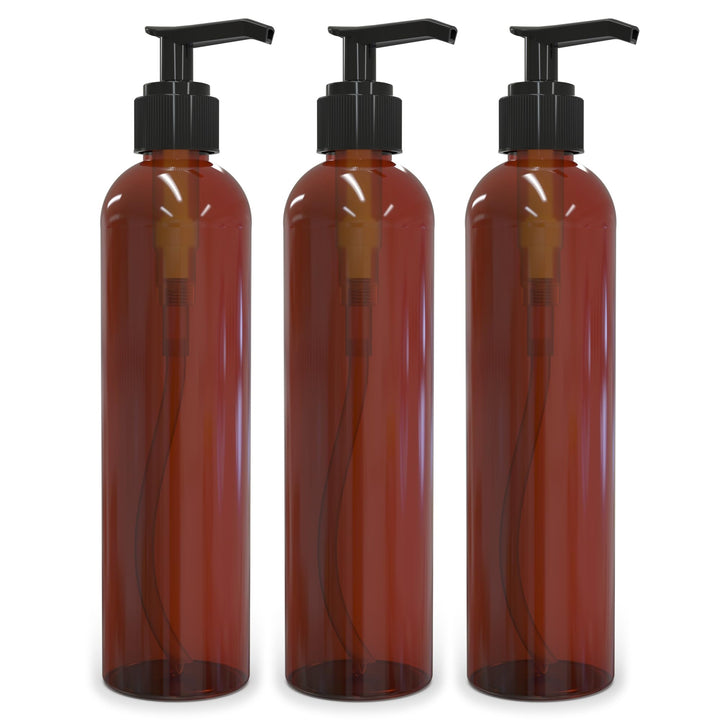Empty Lotion Pump Bottles, Bpa-Free Refillable Plastic 8 Oz Amber Pet Containers, Great for - Soap, Shampoo, Lotions, Liquid Body Soap, Creams and Massage Oil&#39;S, 3 Pack