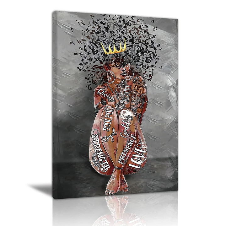 Black Girl Wall Art African America Poster Black Woman Canvas Prints Motivational Phrases Black Queen Canvas Wall Art Home Decor 16X24 inch UNFRAMED