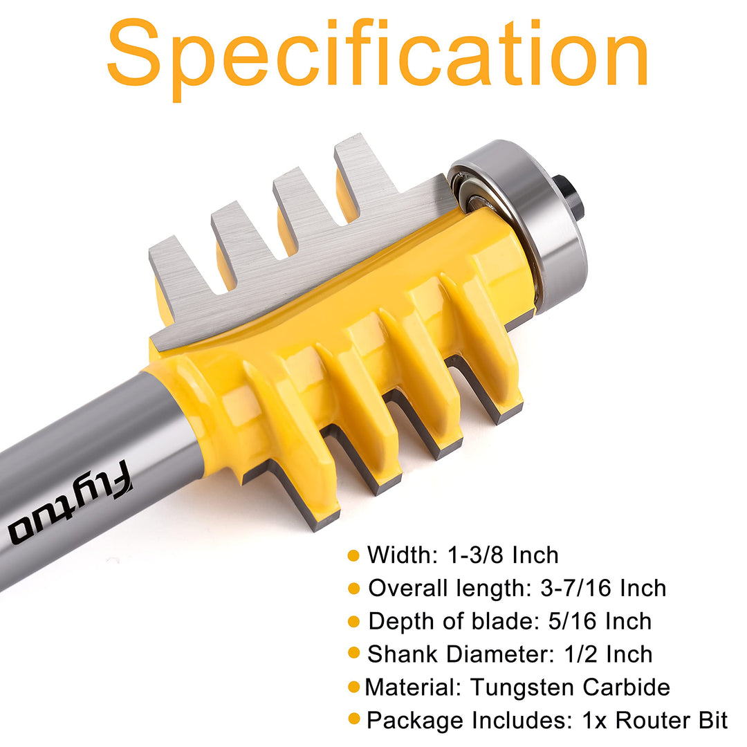 Reversible Finger Glue Joint Router Bit 1/2 Shank, Bearing Finger Woodworking Joint Router Bit Set for for DIY Door Table Cabinet Shelve Furniture