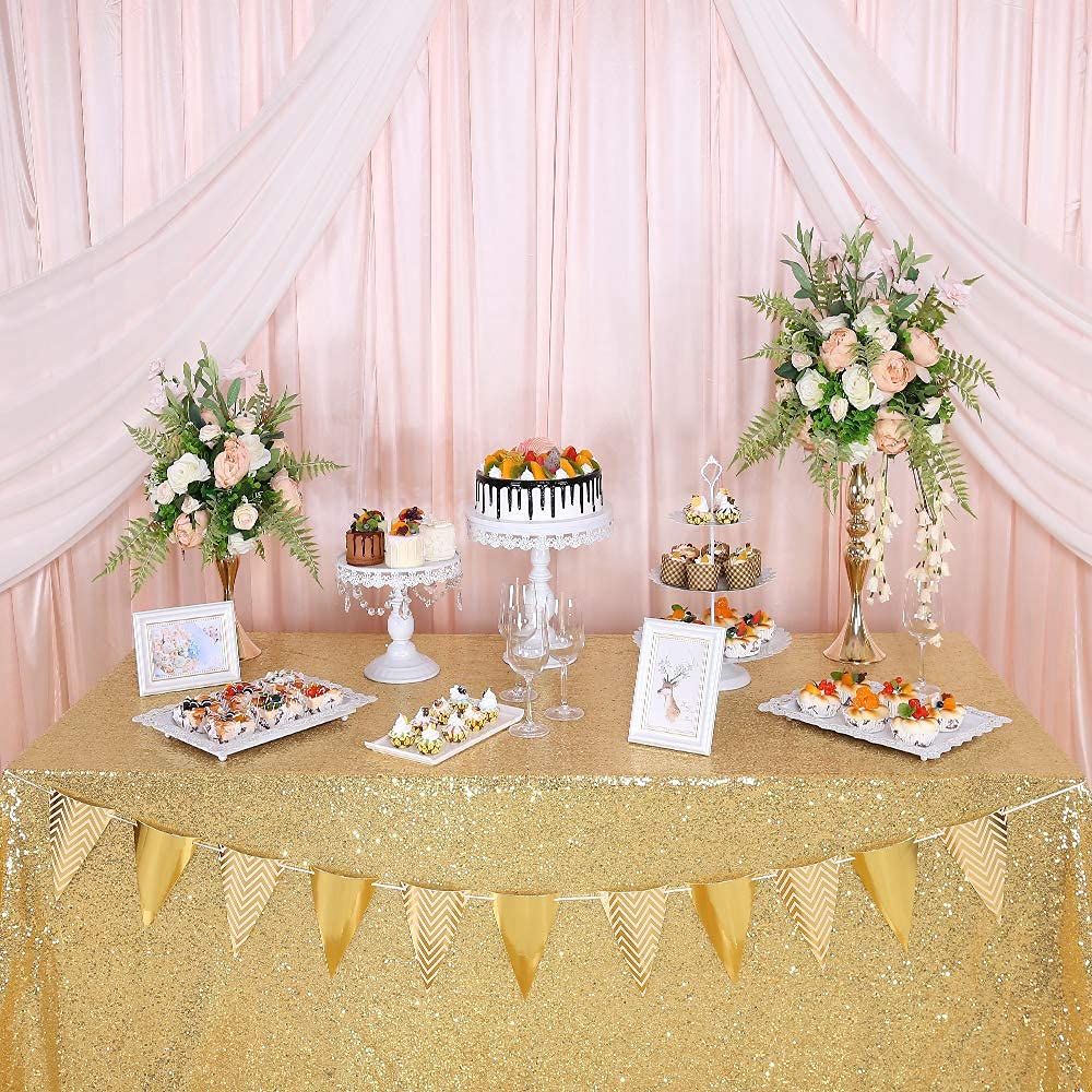 Gold Sequin Tablecloth Rectangle - 55x80inch Glitter Gold Tablecloth Sparkle Sequined Table Cloth for Banquet Christmas Party Wedding Baby Shower Birthday