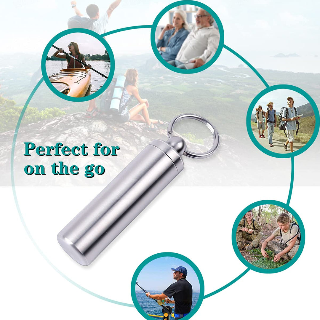 FULLGUEEN Pill Holder Keychain,Portable Waterproof Sing
