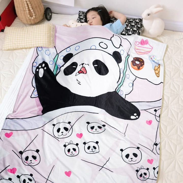 Panda Throw Blanket Cute Panda Personalized Blankets Panda Gifts for Girls/Kids Warm Cozy Fluffy Soft Flannel Fleece Blanket for Sofa Bed Couch Travel Blanket Birthday 50x60