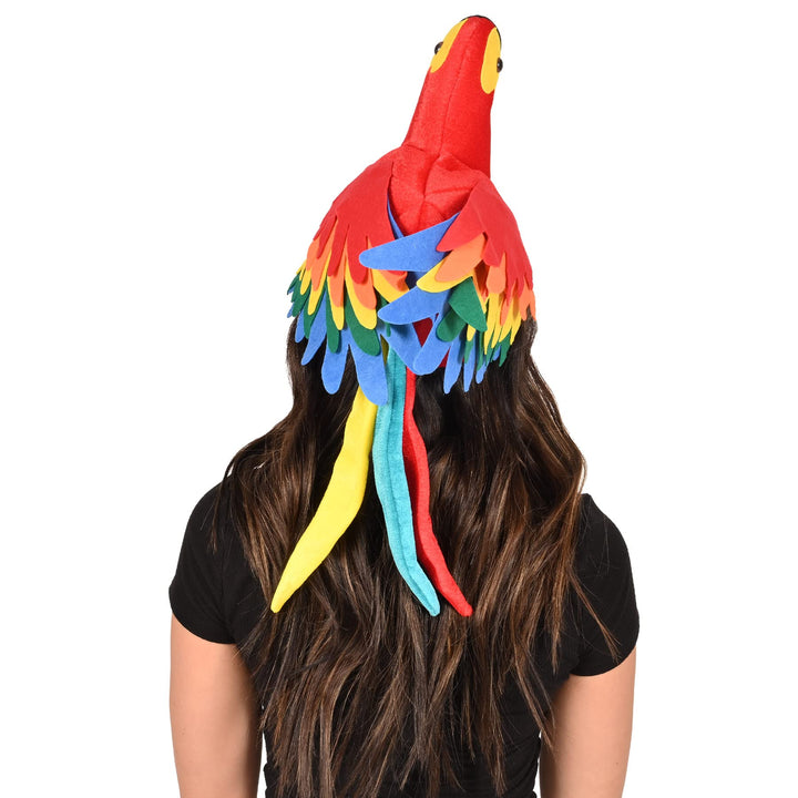 Beistle Unisex Plush Parrot Hat - Hawaiian Luau Party Supplies, Tropical Themed Headwear, Photo Booth Prop, Animal Cap, Novelty Hula Accessory, Bird Costume Dress-Up