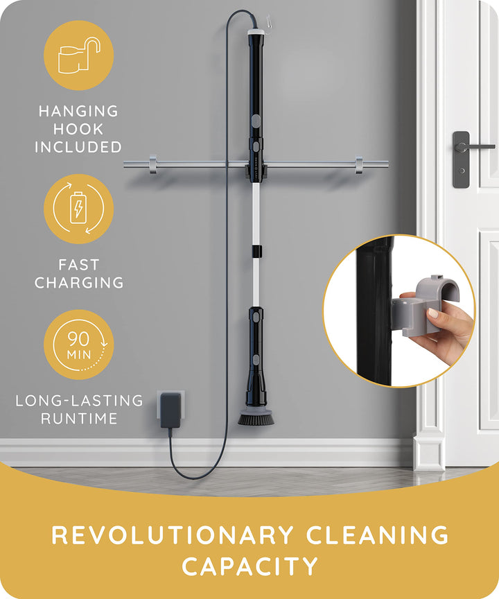 Handheld Electric Spin Scrubber, Cordless Automatic Power Scrubber for Shower, Cleaner for Tile, Grill, Dish, Sink, Shower Scrubber with 3 Brush Heads (Packaging May Vary, Black)