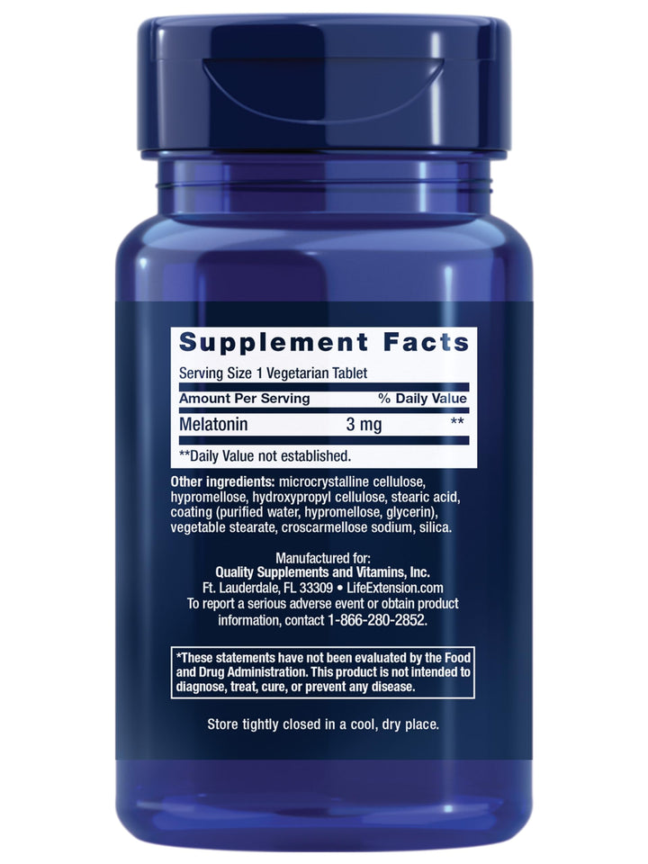 Melatonin 6 Hour Timed Release 3 mg - For Circadian Rhythm &amp; Immune Function, Cellular and DNA Health - Sleep Supplement - Non-GMO, Gluten-Free - Vegetarian Tablets, 60 Count