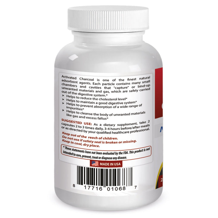 Activated Charcoal 280 mg 250 Capsules