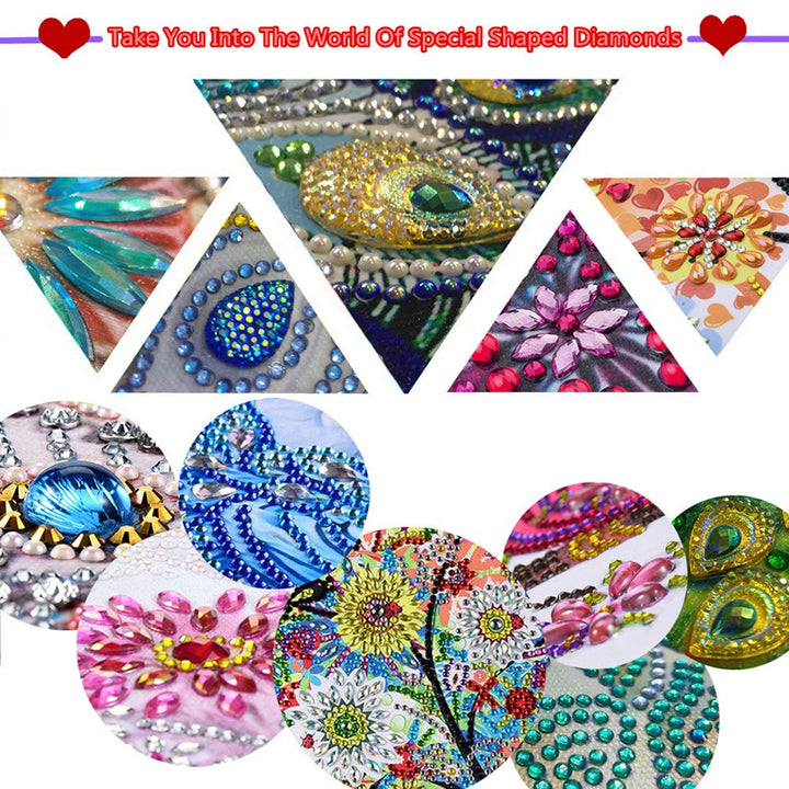 DIY Diamond Painting Keychain Set 5pcs Key Ring Full Drill Mosaic Making Diamond Painting Pendant Girlfriend Mother Gift for Art Craft Key Ring Phone Charm Bag Decor (Tiger Lion Parrot Dog Owl)