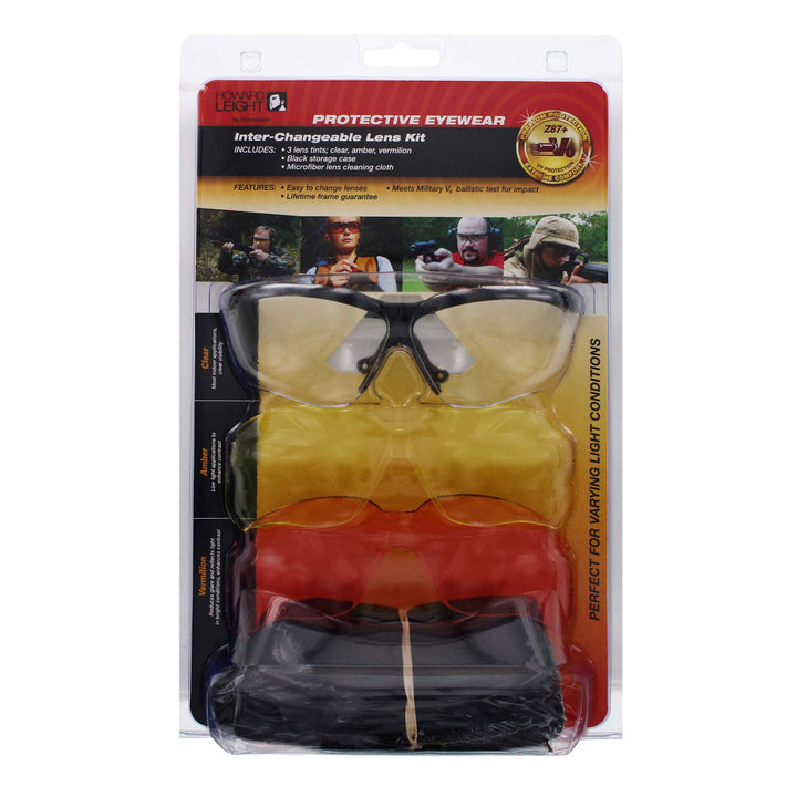 Howard Leight Shooting Sports Howard Leight by Honeywell Genesis Sharp-Shooter Shooting Glasses Combo Kit (R-01637),Clear/Amber/Vermillion,Large