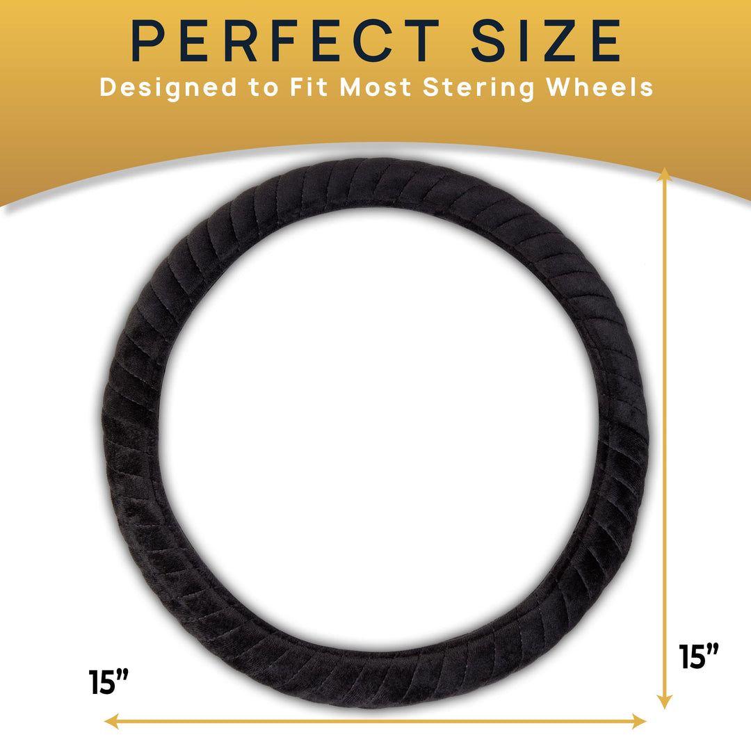 VaygWay Car Heated Steering Wheel Cover - 12v Black Sof