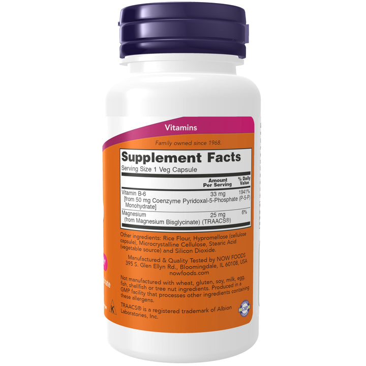 NOW Foods Supplements, P-5-P 50 mg with Coenzyme B-6 + Mg Bisglycinate, 90 Veg Capsules