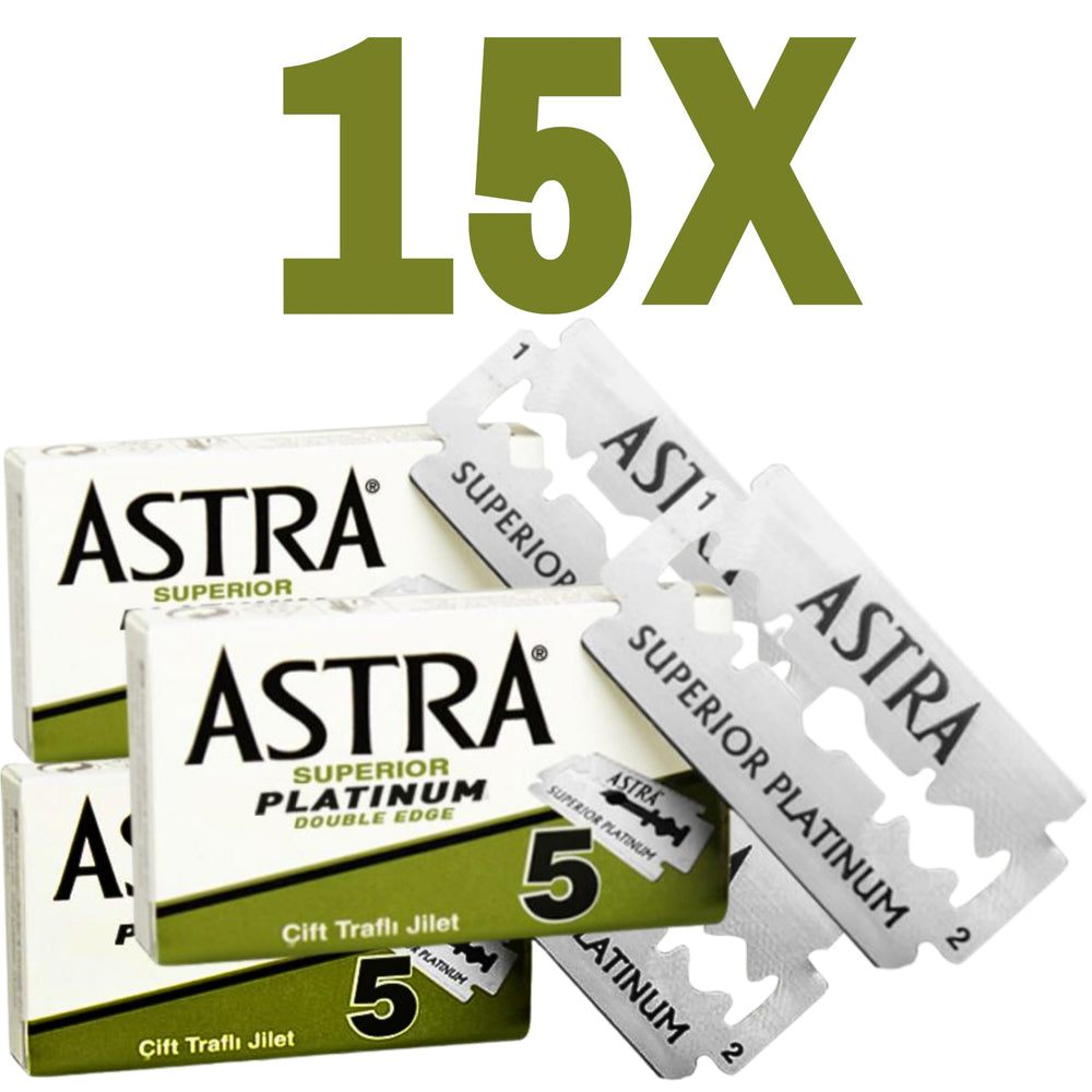Astra Superior Premium Platinum Double Edge Safety Razor Blades 3 Pack of 5 Blades (3)