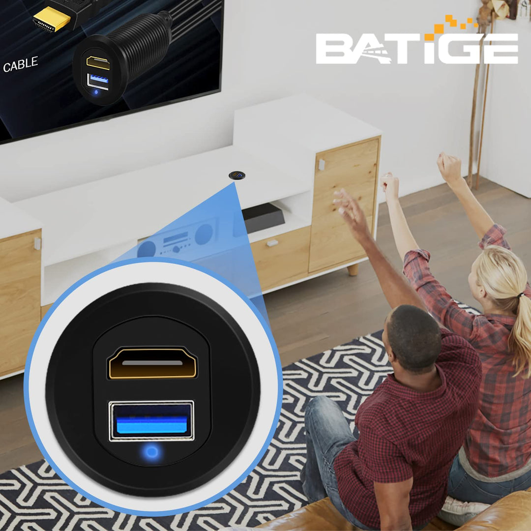 BATIGE USB 3.0 HDMI Car Mount Flush USB Port Cable, All