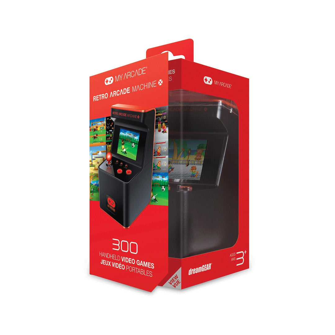 Retro Arcade Machine X Playable Mini Arcade: 300 Retro Style Games Built In, 5.75 Inch Tall, AA Battery Powered, 2.5 Inch Color Display, Illuminated Buttons, Speaker, Volume Control