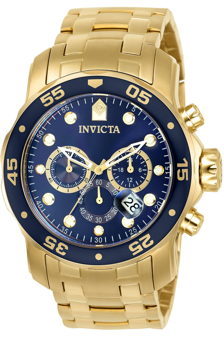 Men&#39;s 0073 Pro Diver Collection Chronograph 18k Gold-Plated Watch