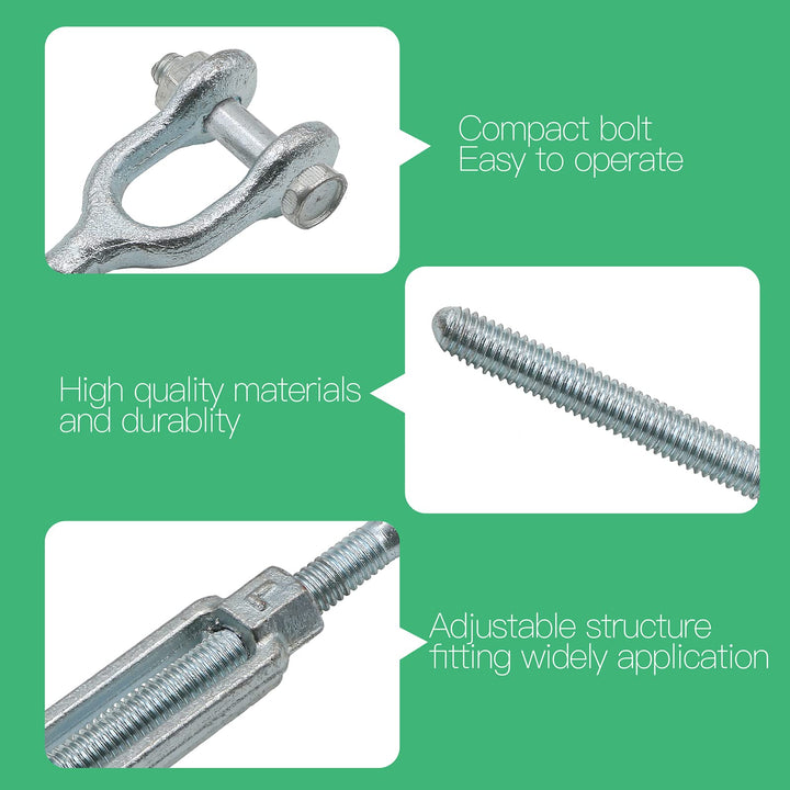 Jamiikury 3/8 Jaw Jaw Turnbuckle Galvanized Jaw and Jaw