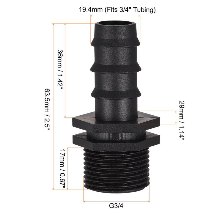 MECCANIXITY Drip Irrigation Fittings 19.4mm Barbed to G