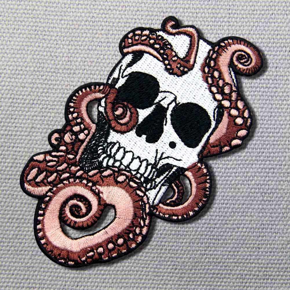 Octopus and Skull Patch Embroidered Applique Badge Iron