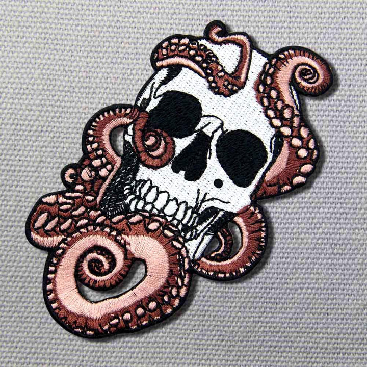 Octopus and Skull Patch Embroidered Applique Badge Iron