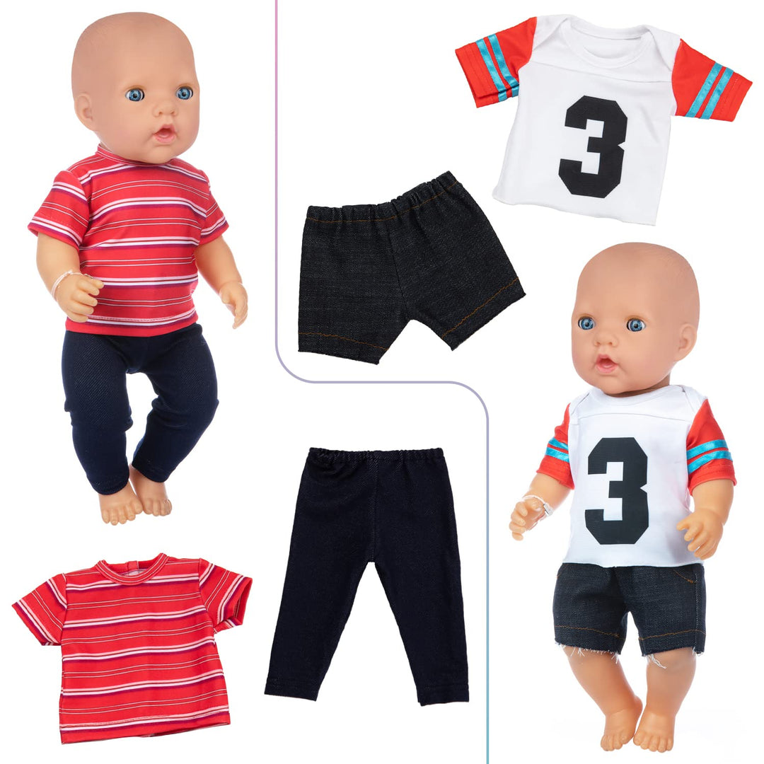 5 Sets 15-18 Inch Doll Clothes Outfits Casual Wear for 43cm Baby Doll Clothes, 16 Inch Baby Doll Clothing 17 in Boy Doll Clothes