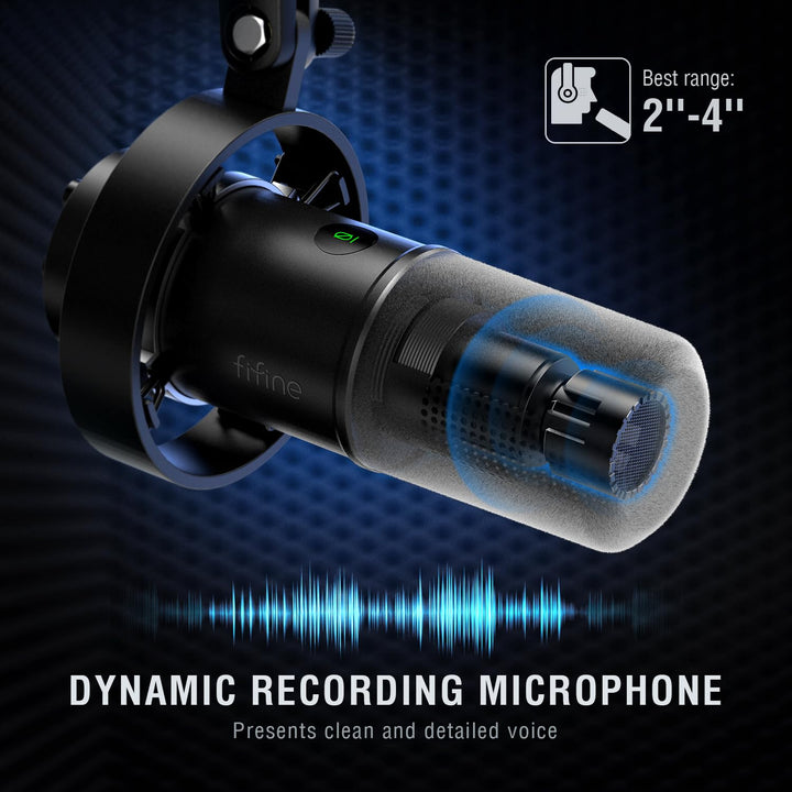 FIFINE Dynamic Microphone, XLR/USB Podcast Recording PC