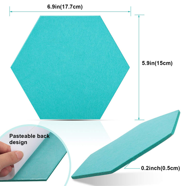 10 Packs Pin Board Hexagon Felt Board Tiles Bulletin Board Memo Board with 20 Pieces Push Pins, Decoration for Home Office Wall(5.9 x 7 Inches/ 15 x 17.7 cm,Light Green)