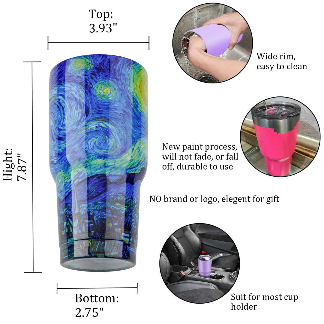 30 oz Tumbler with Lids and Straws,18/8 Stainless Steel Vacuum Insulated Coffee Tumbler,Insulated Travel Mug Water Cup with Leak-Proof Straw Lid &amp; Flip Lid,3 Metal Straws,1 Cleaning Brush &amp; Gift Box