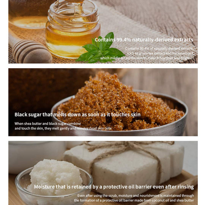 KOREAN COSMETICS, _ Honey Black Sugar Scrub 90g (blackheads, pores, exfoliate, moisturize)[001KR]