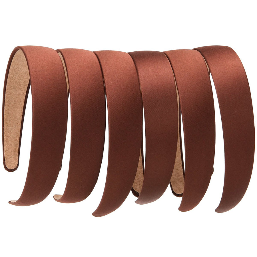 6 Pcs Brown: Loneedy 6 Hard Headbands, 1 Inch Wide Non-Slip Ribbon Hairband For Women (6 Pcs Brown)