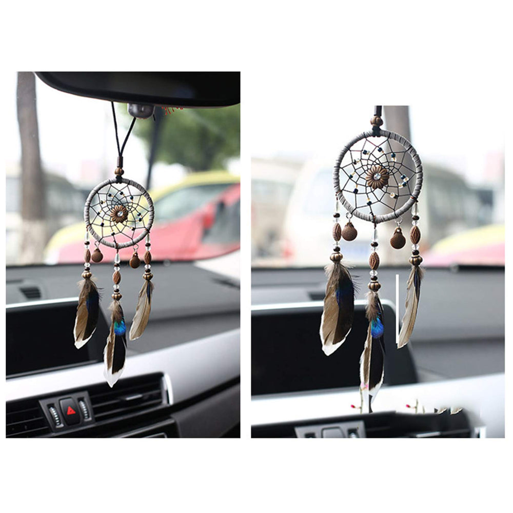 Feather Dream Catcher Car Interior Rearview Pendant, Small Dream Catchers Car Charm for Car Hanging Decorations