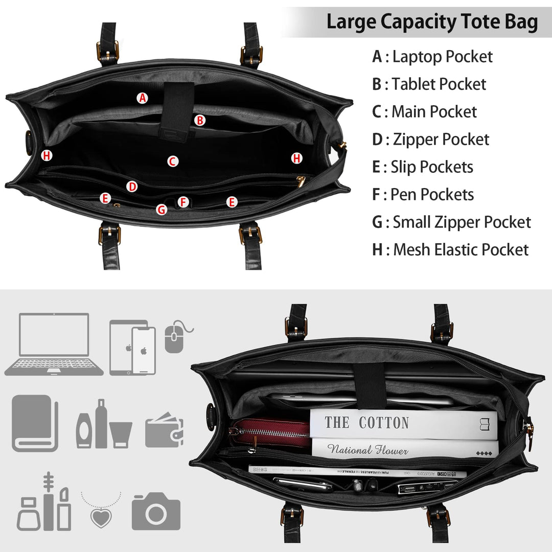 Laptop Bag for Women 15.6 inch Large Leather Tote Bag W