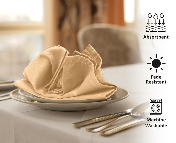 Ruvanti Cloth Napkins Set of 12, 18x18 Inches Napkins Cloth Washable, Soft, Durable, Absorbent, Cotton Blend. Table Dinner Napkins Cloth for Hotel, Lunch, Restaurant, Wedding, Parties - Yellow Gold