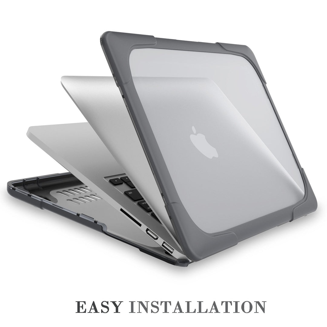 for MacBook Pro 15 Retina Case,StrongCase [Heavy Duty][Dual Layer] Hard Case Cover with Plastic Bumper for Apple MacBook Pro 15.4 with Retina Display (Compatible with A1398 2012-2015 Release) - Grey
