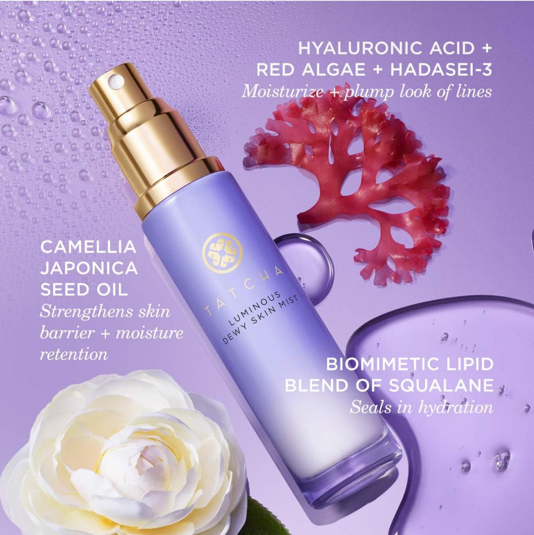 Tatcha Luminous Dewy Skin Mist | 2-in-1 Hydrator &amp; Finishing Spray with Hyaluronic Acid for a Dewy Glow | 1.35 oz