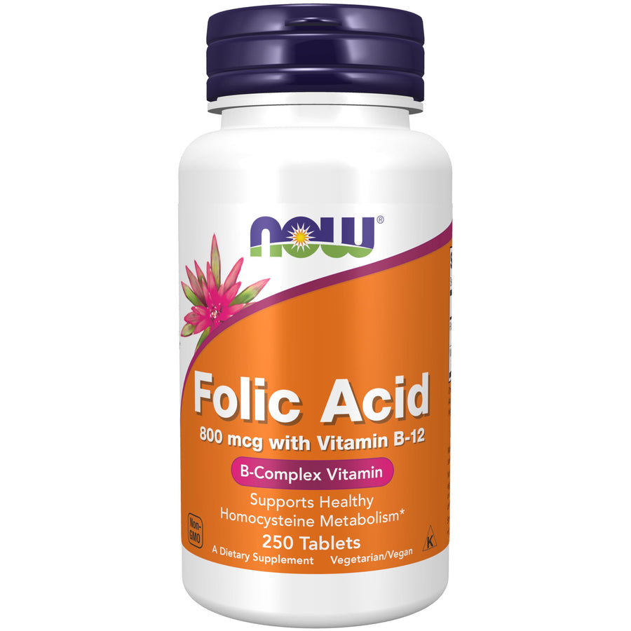 NOW Foods Supplements, Folic Acid 800 mcg + B-12 (Cyano
