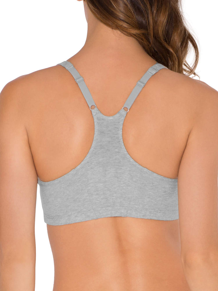 Women&#39;s Adjustable Shirred Front Racerback Sports Bra Multi Packs, White/Heather Grey/Black Hue, 44