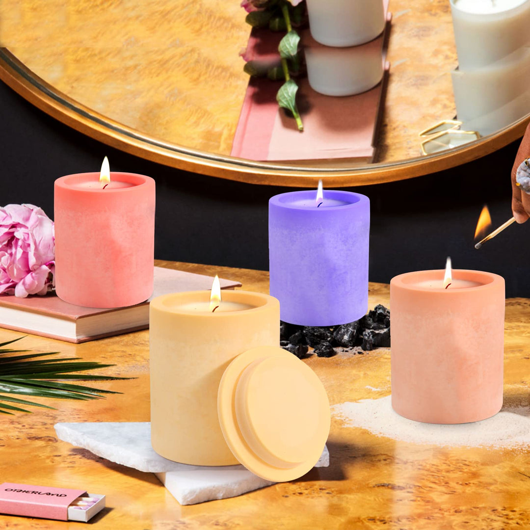 BABORUI Candle Jar Molds, Silicone Concrete Molds for C